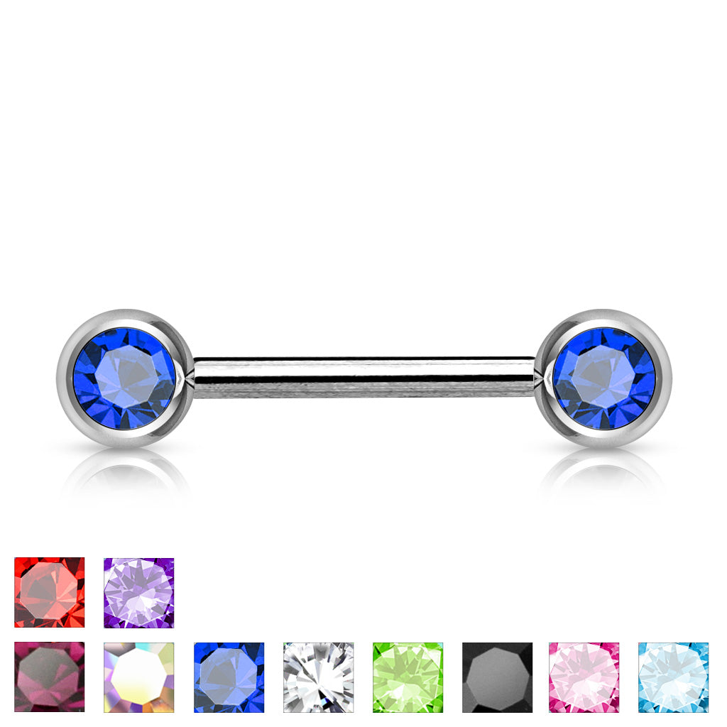 Forward Facing Gem Nipple Bar.