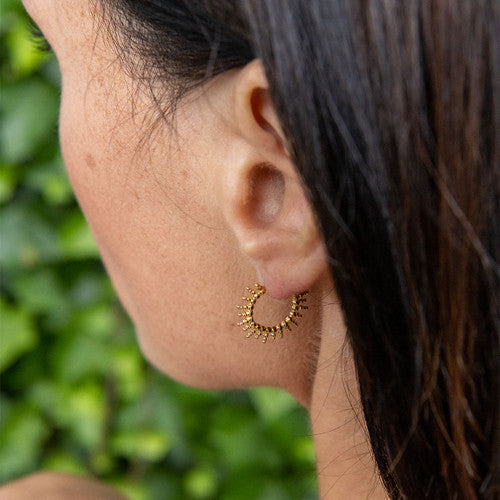 Valeria Beaded Hoop Earrings - Gold Plated