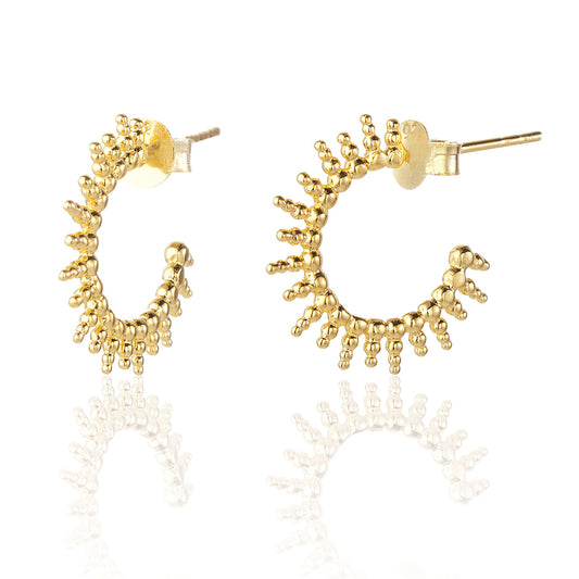 Valeria Beaded Hoop Earrings - Gold Plated