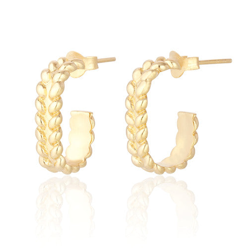 Aki Leaf Hoop Earrings - Gold Plated
