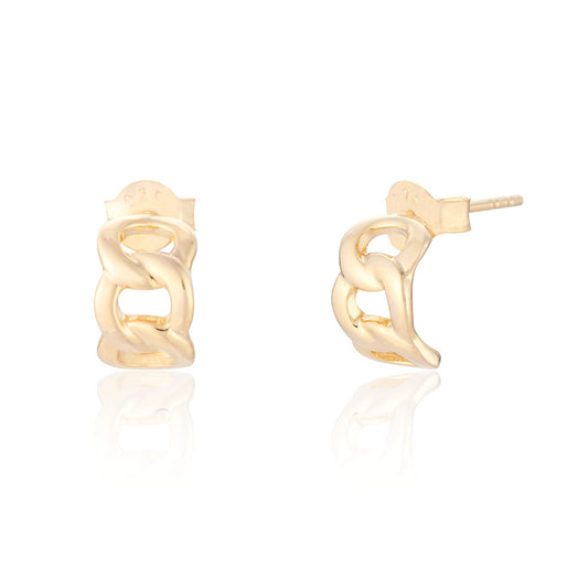 Chelsea Mini Chain Half Hoop Earrings - Gold Plated
