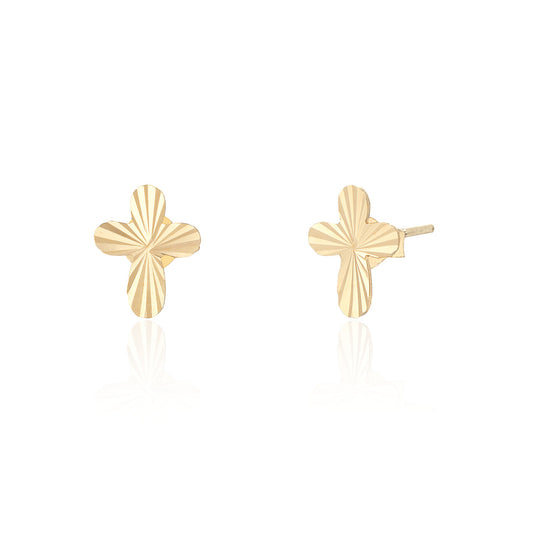 Cal Cross Stud Earrings - Gold Plated