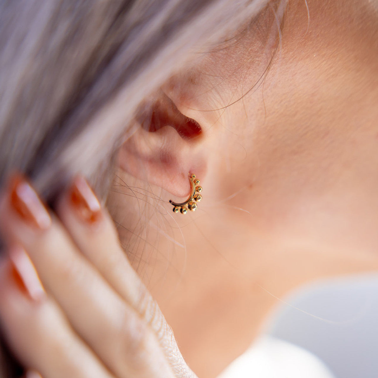 Orbit Ball Hoop Earrings - Gold Plated
