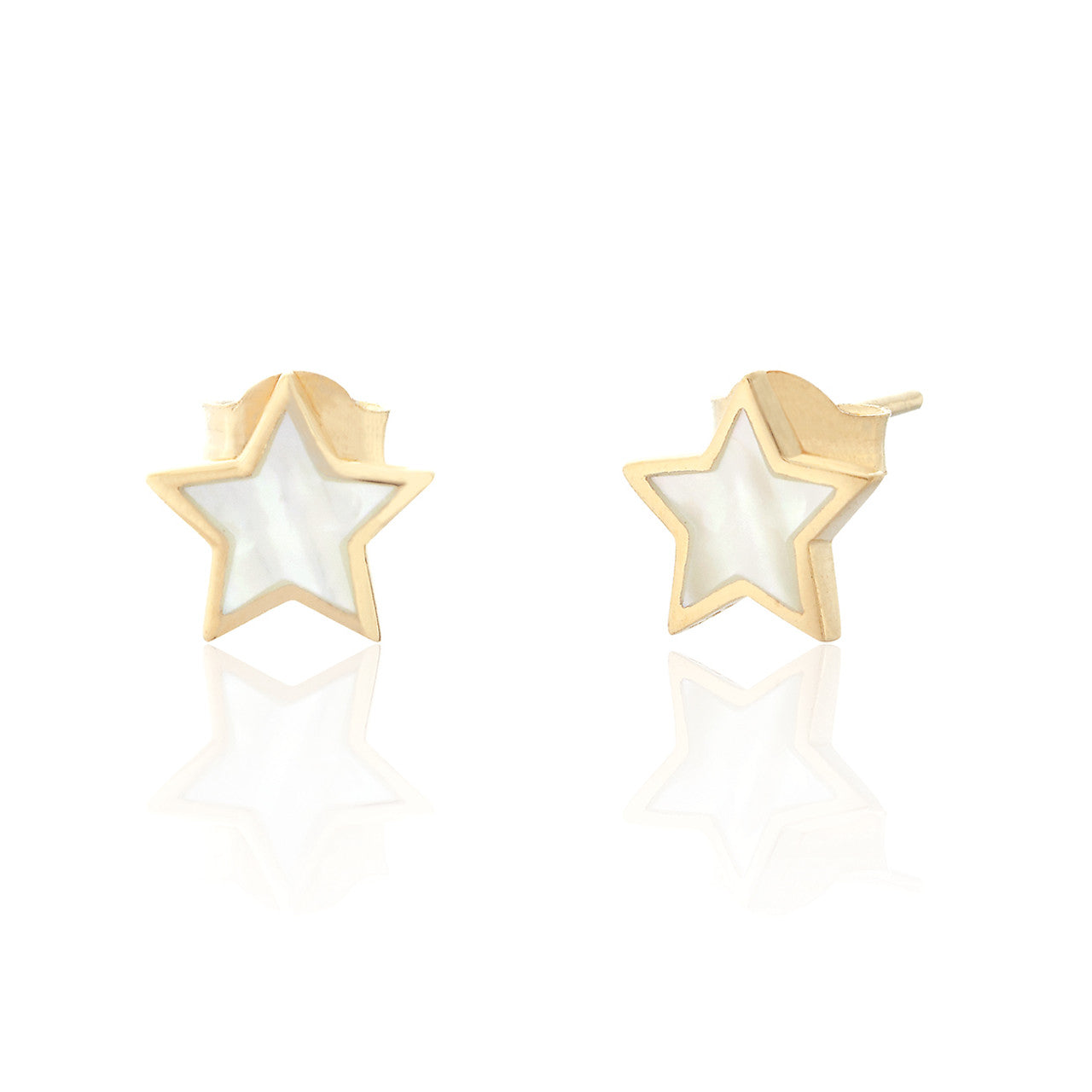 Missy Mother of Pearl Star Stud Earrings - Gold Plated