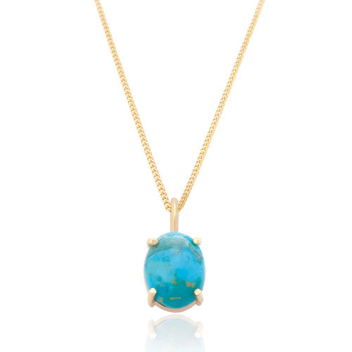 Ria Turquoise Pendant & Chain - Gold Plated