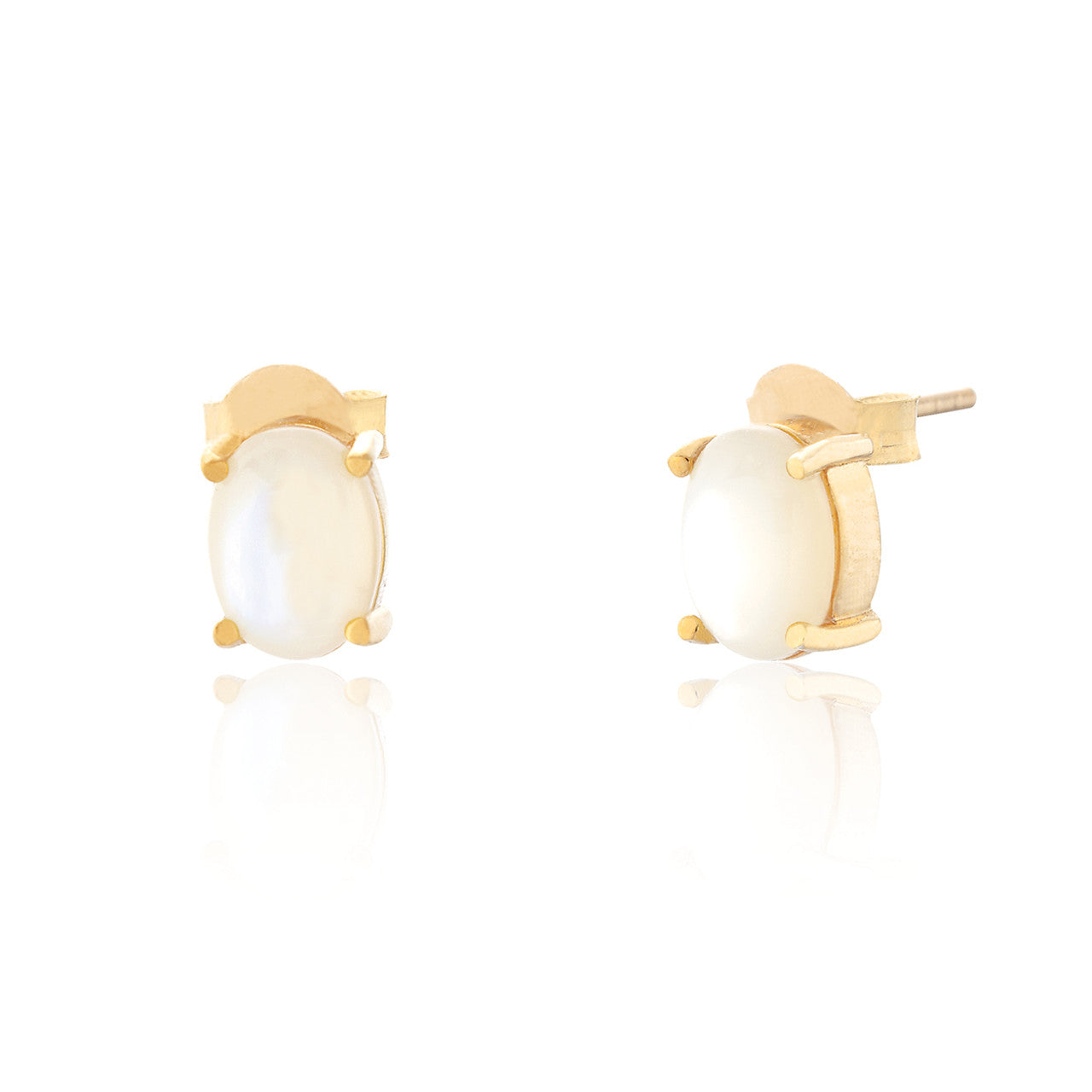 Ria Mother of Pearl Stud Earrings - Gold Plated