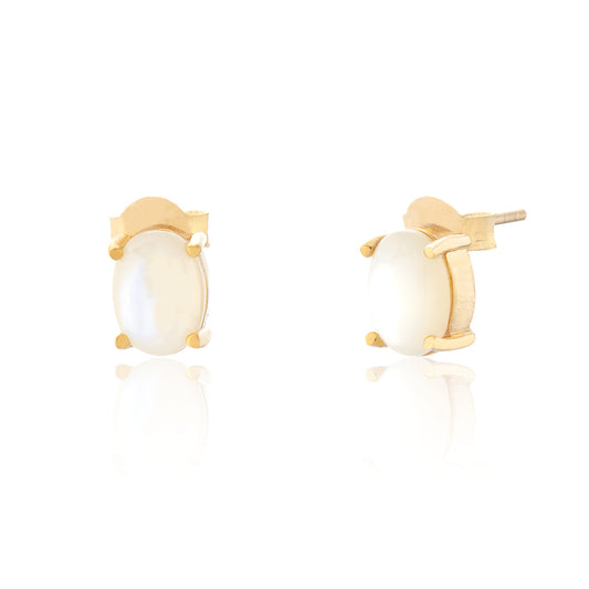 Ria Mother of Pearl Stud Earrings - Gold Plated