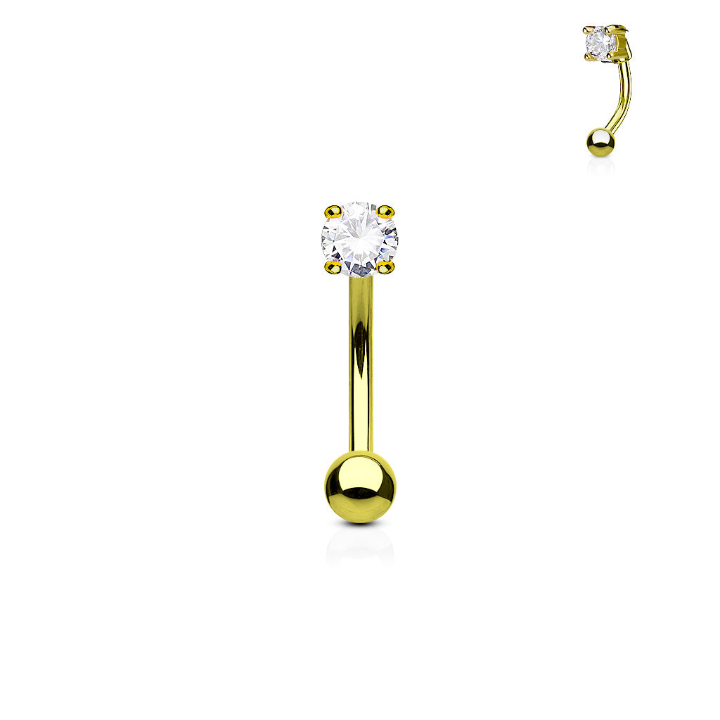 Single Gem Curved Barbell.