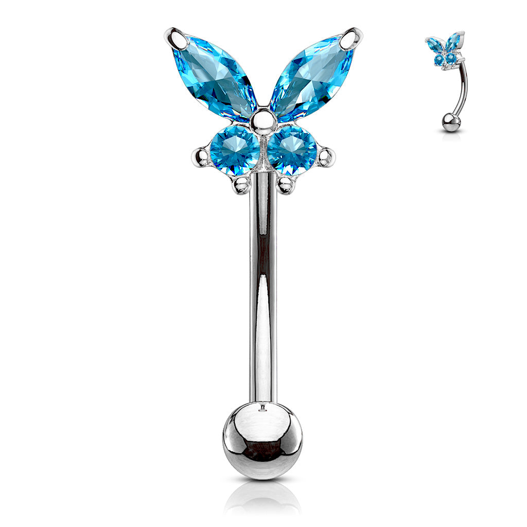 CZ Butterfly Curved Barbell.