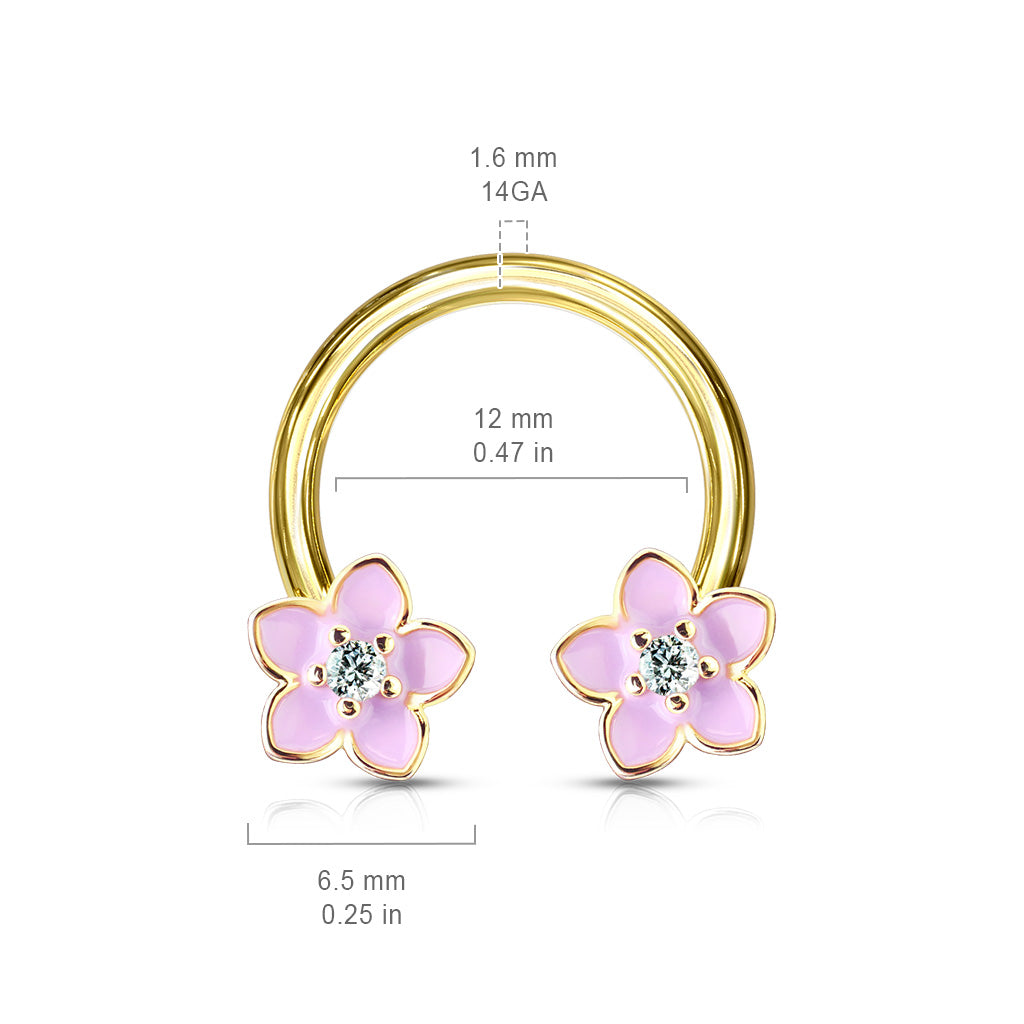 Enamel Flower Horseshoe.