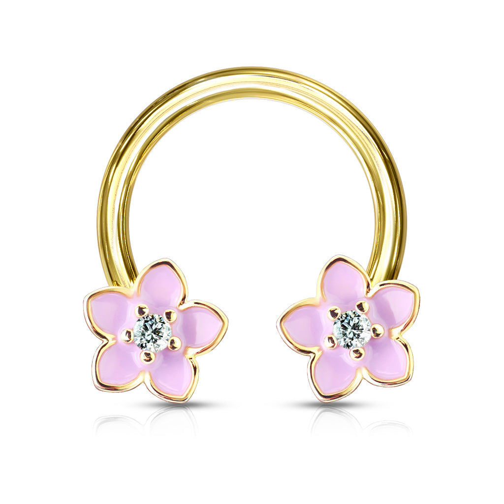 Enamel Flower Horseshoe.