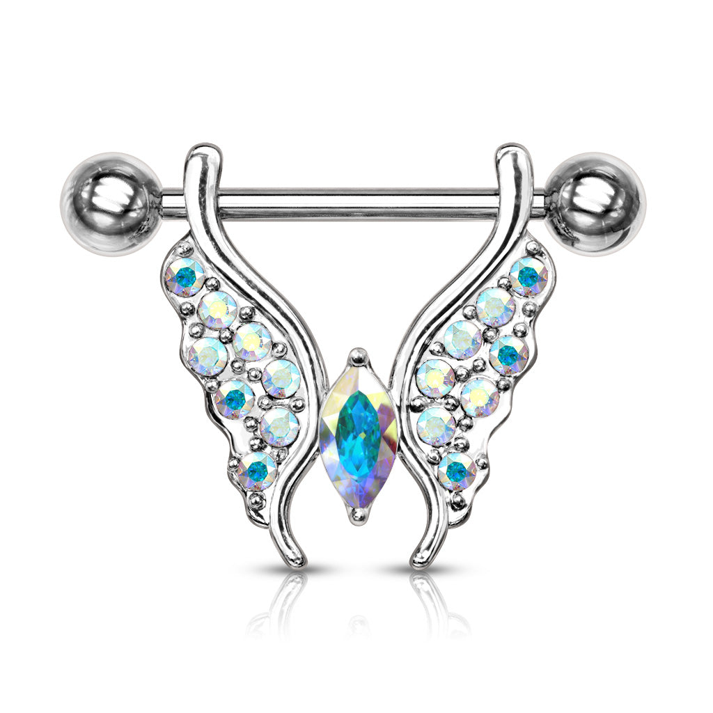 CZ Butterfly Dangly Nipple Bar.