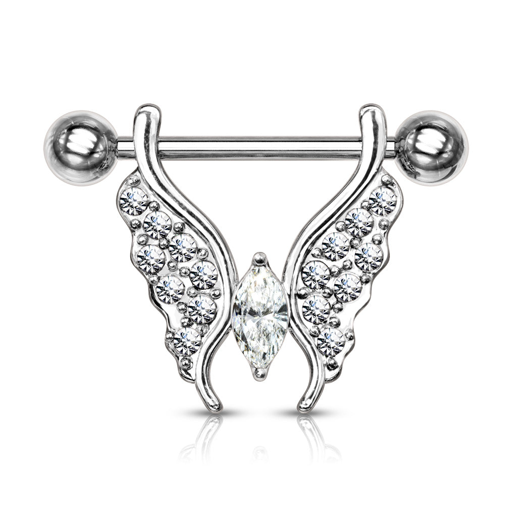 CZ Butterfly Dangly Nipple Bar.