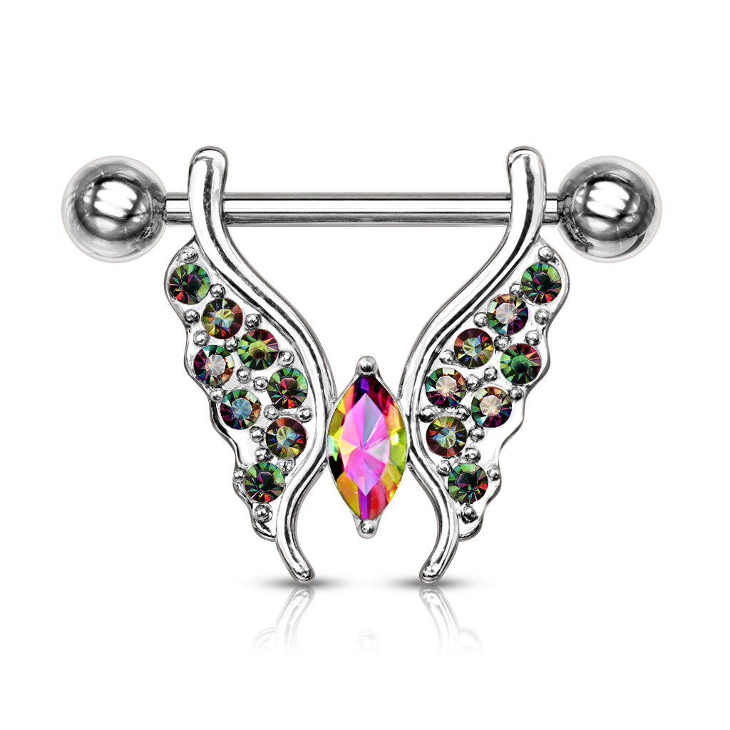 CZ Butterfly Dangly Nipple Bar.