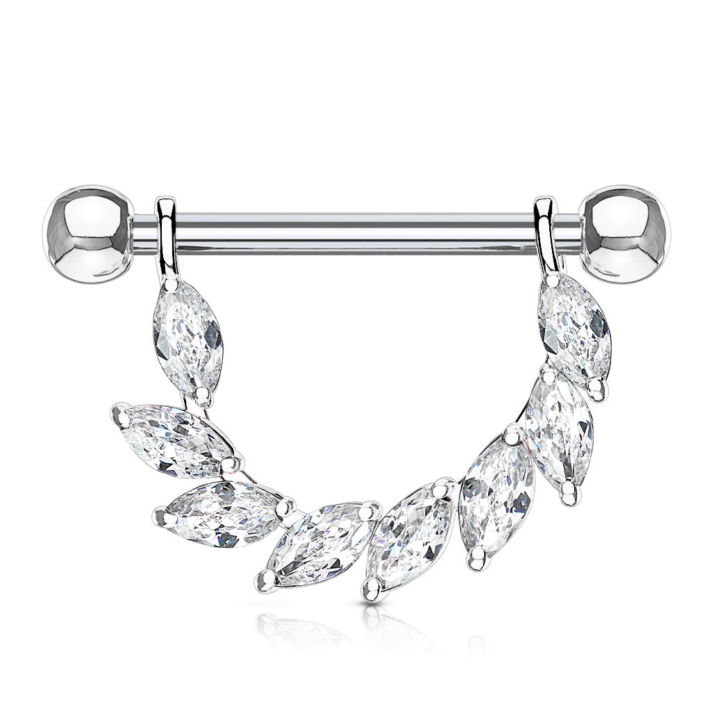 CZ Vine Dangly Nipple Bar.
