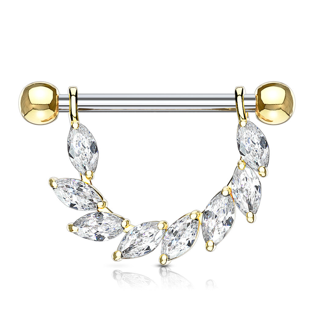 CZ Vine Dangly Nipple Bar.