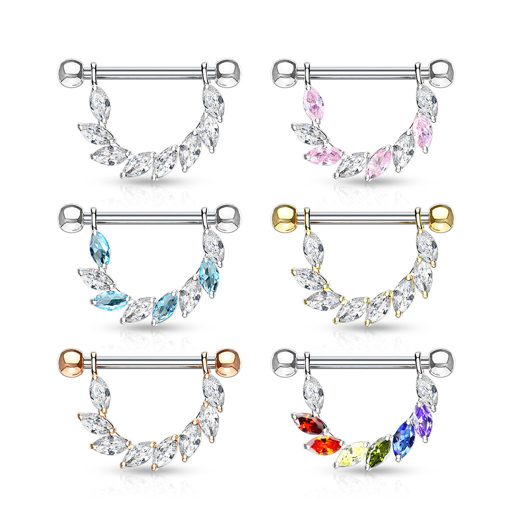 CZ Vine Dangly Nipple Bar.