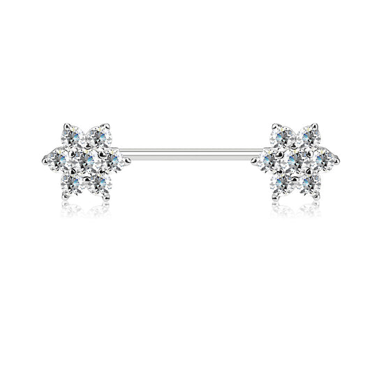 CZ Flower Nipple Bar.