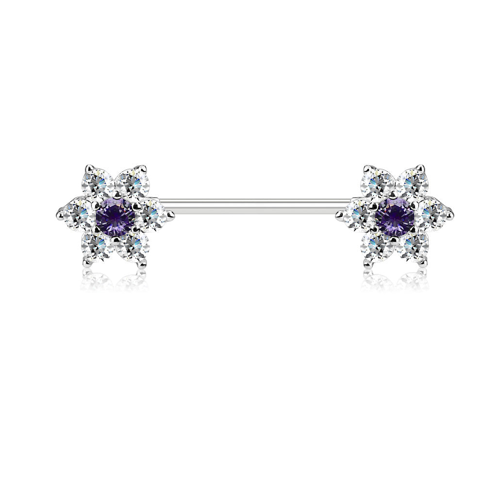 CZ Flower Nipple Bar.