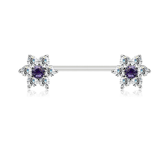 CZ Flower Nipple Bar.