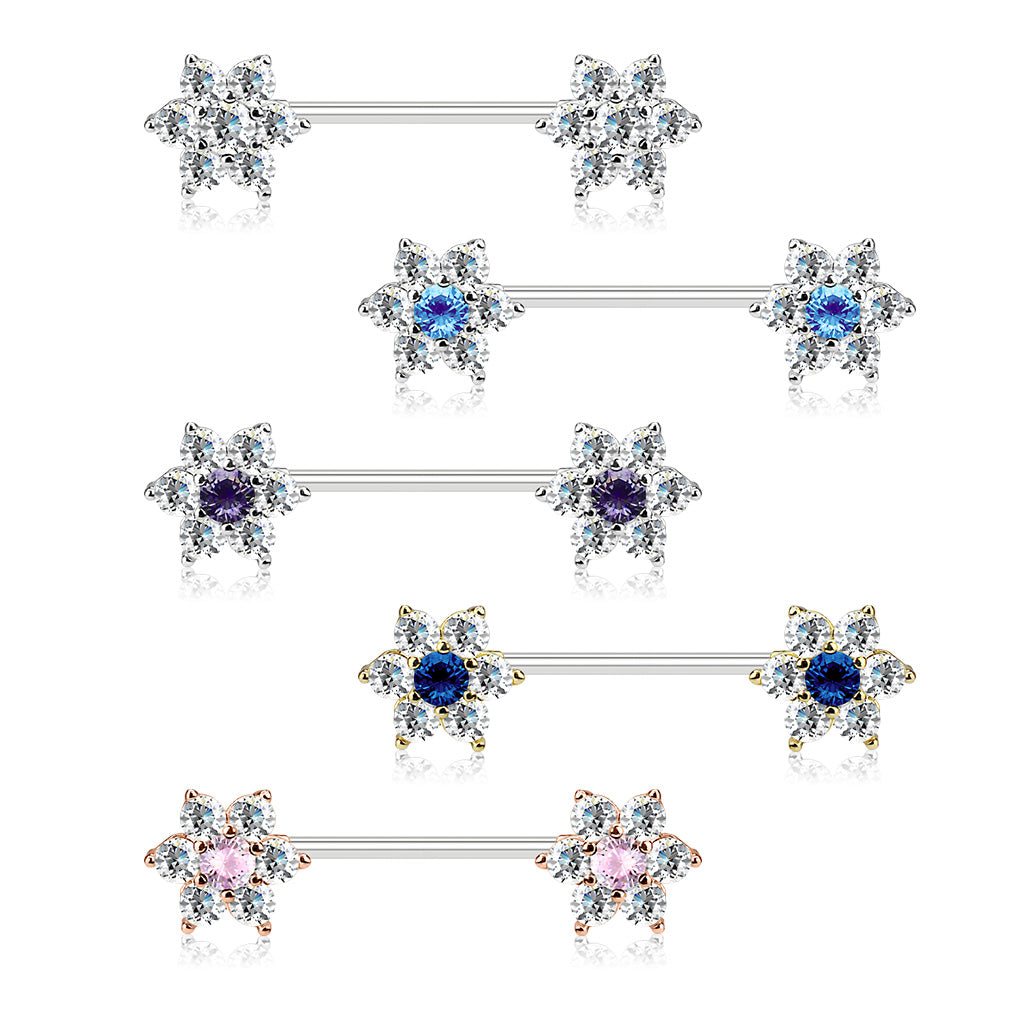 CZ Flower Nipple Bar.