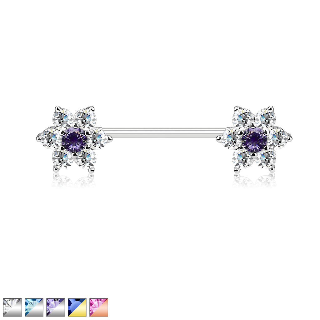 CZ Flower Nipple Bar.