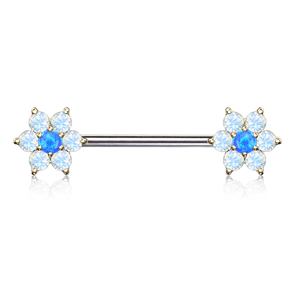 Opalite Flower Nipple Bar.