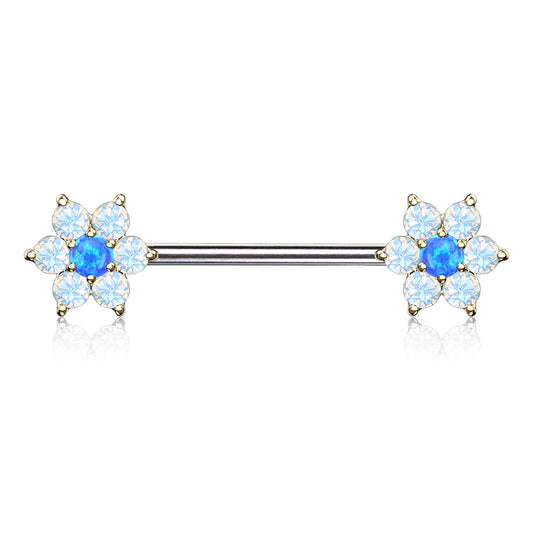 Opalite Flower Nipple Bar.