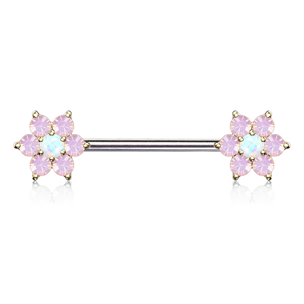 Opalite Flower Nipple Bar.