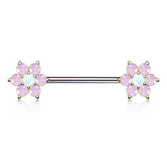 Opalite Flower Nipple Bar.