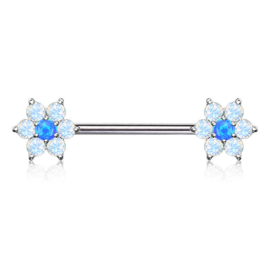 Opalite Flower Nipple Bar.