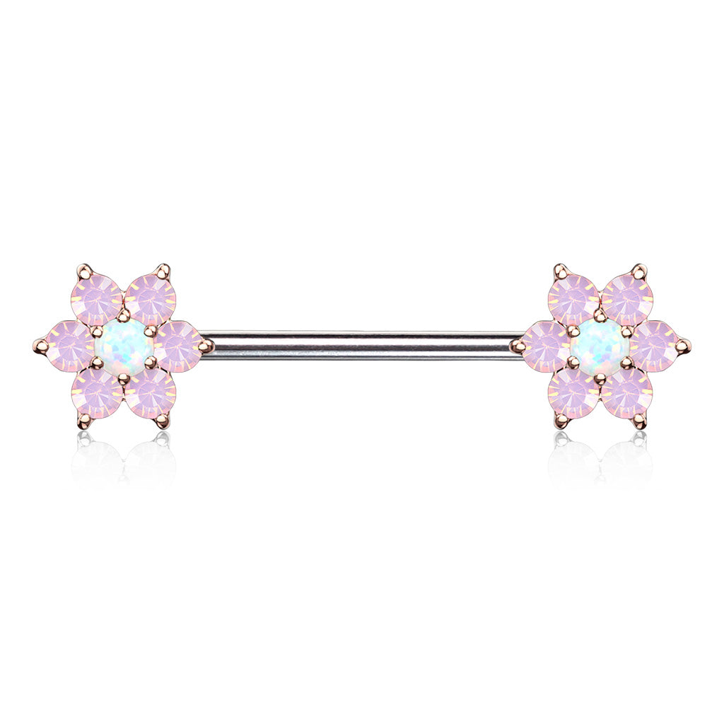 Opalite Flower Nipple Bar.