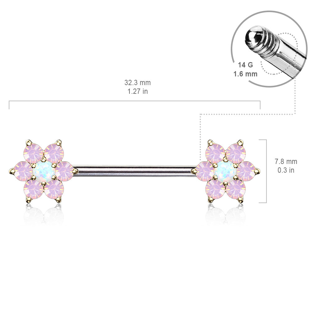 Opalite Flower Nipple Bar.