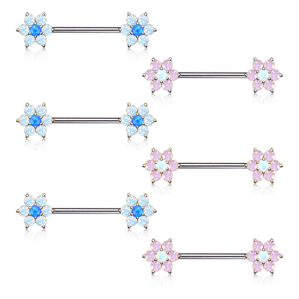 Opalite Flower Nipple Bar.