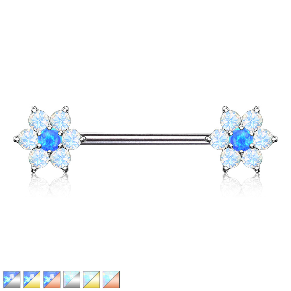Opalite Flower Nipple Bar.