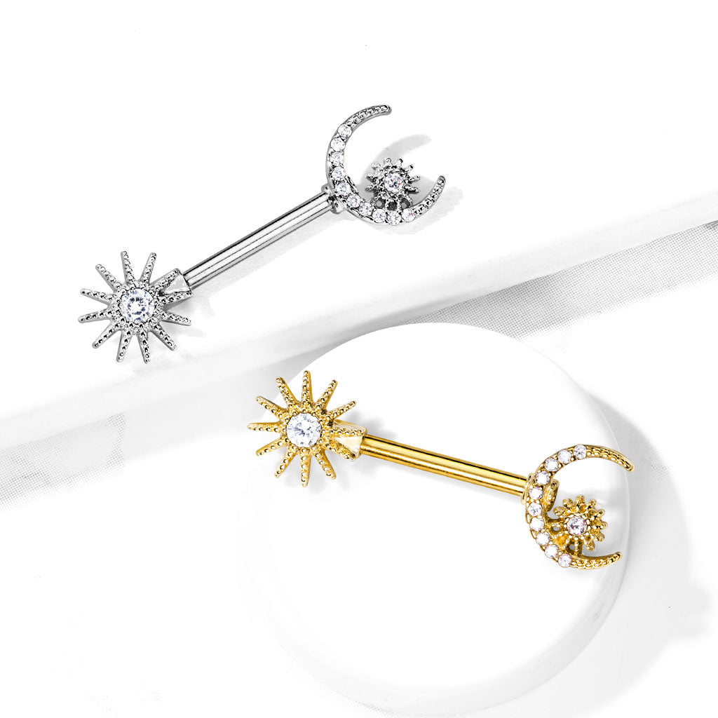 Sun, Moon and Star Nipple Bar.