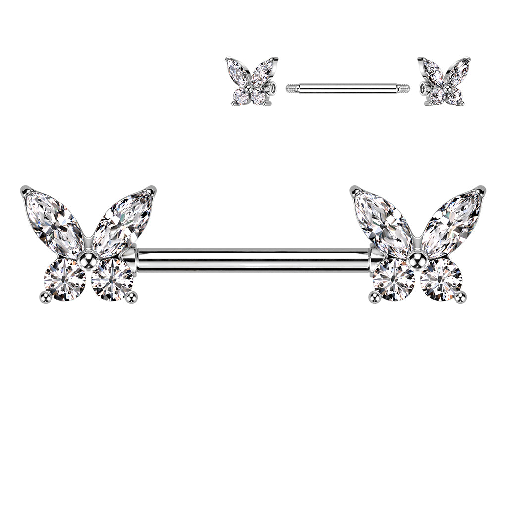 CZ Butterfly Nipple Bar.