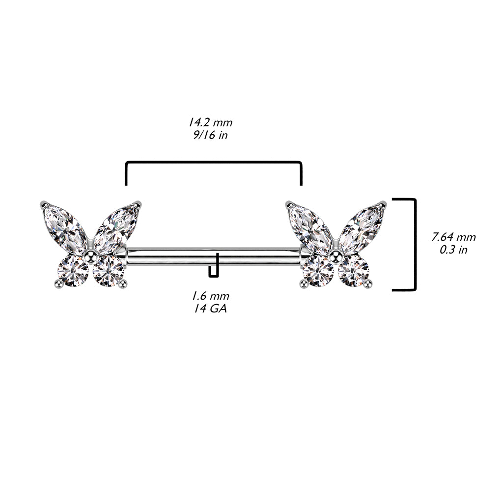 CZ Butterfly Nipple Bar.