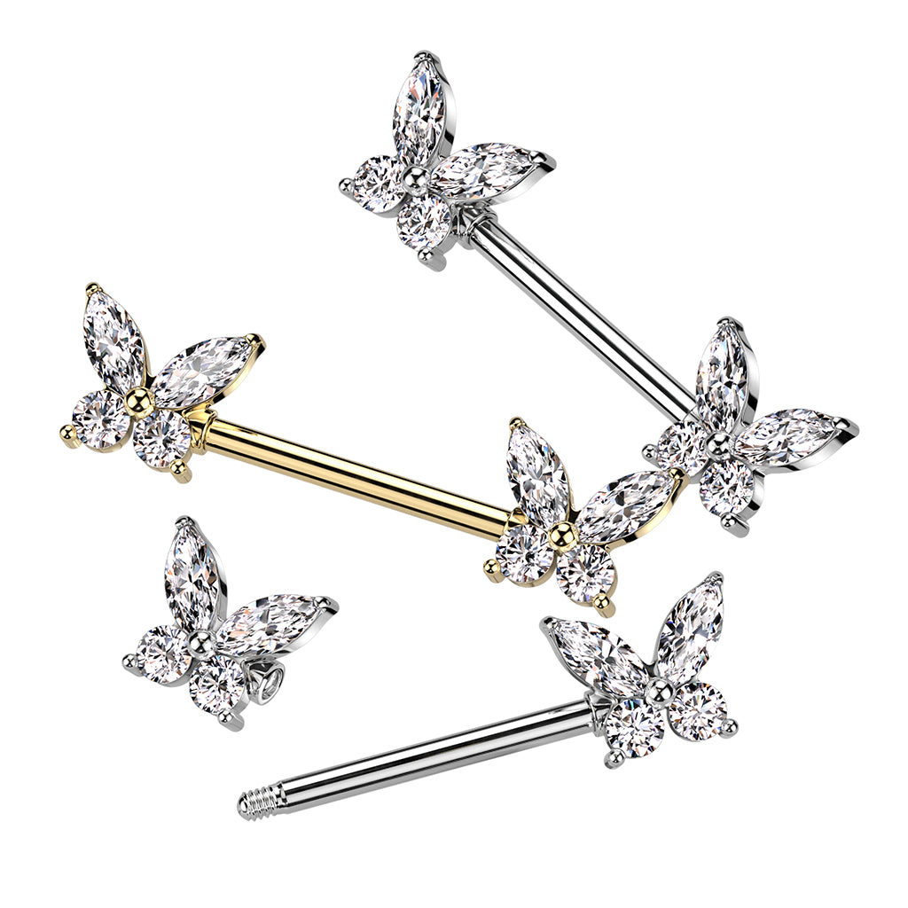 CZ Butterfly Nipple Bar.