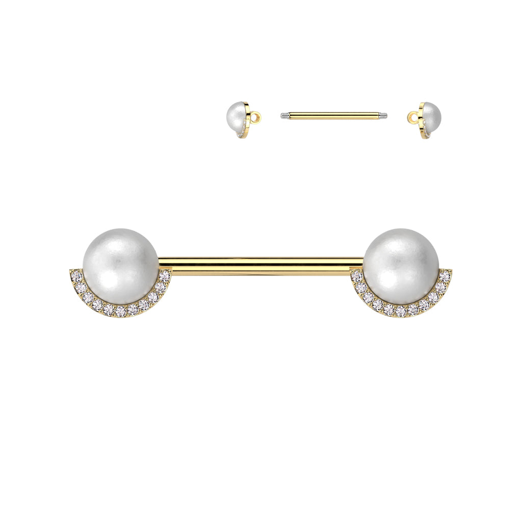 Pearl And CZ Nipple Bar.