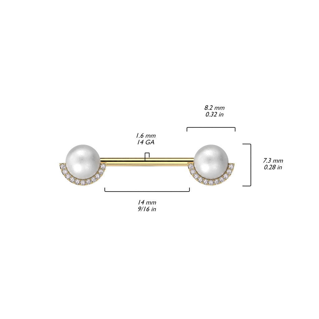 Pearl And CZ Nipple Bar.