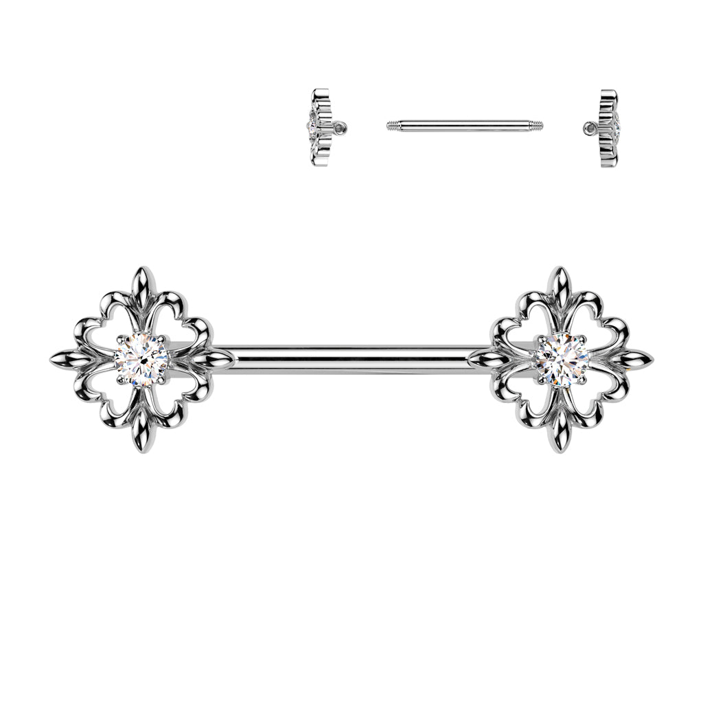 CZ Fleur De Lis Nipple Bar.