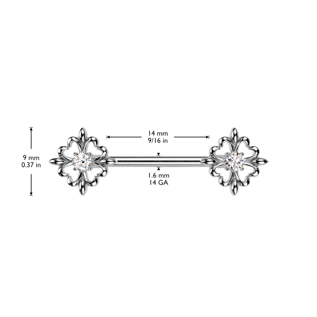CZ Fleur De Lis Nipple Bar.