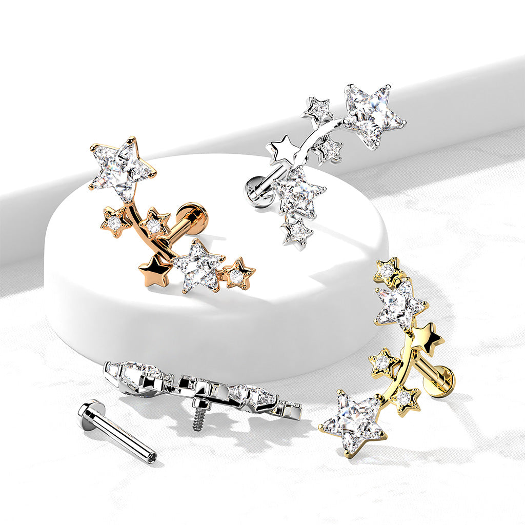 Multi Star CZ Vine Labret.