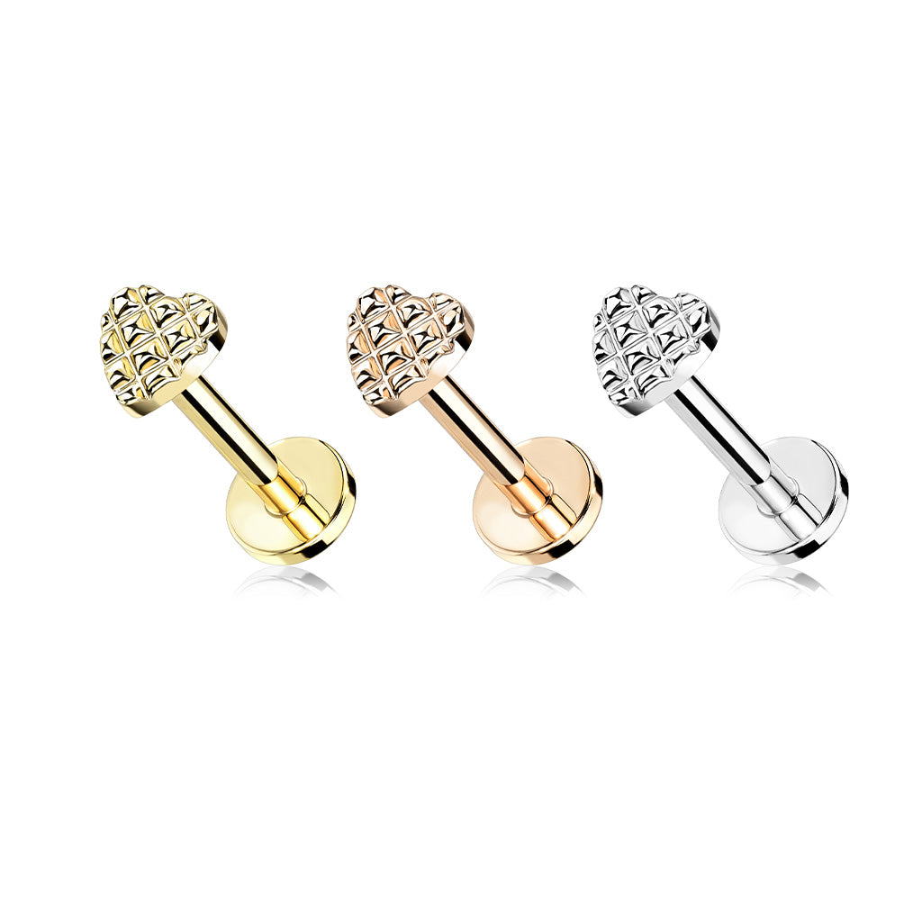 Diamond Cut Heart Labret.