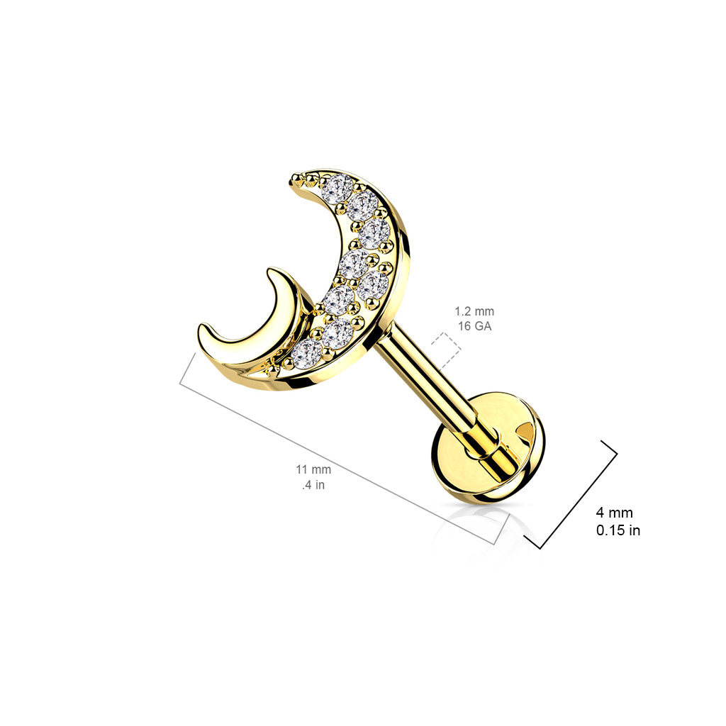 CZ Double Crescent Moon Labret.