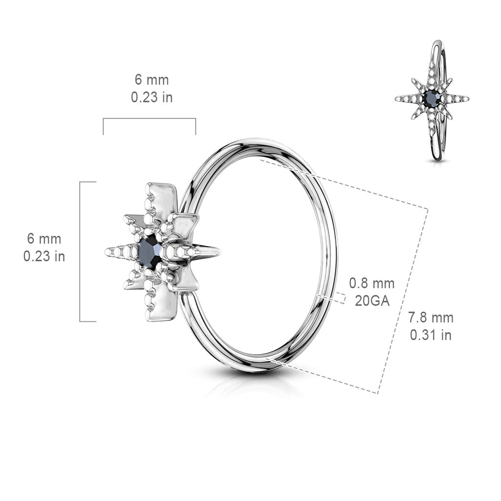 8 Point Star Nose Ring.