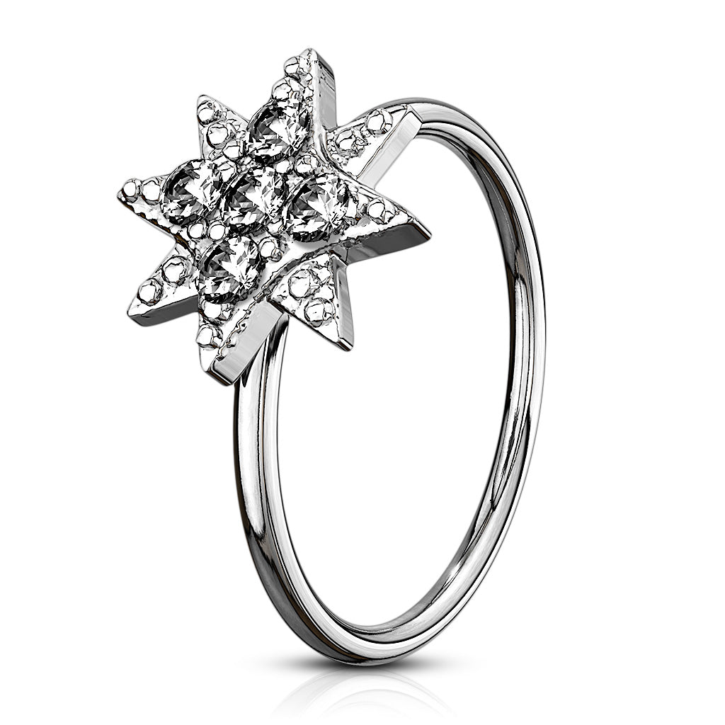 Clear CZ Star Nose Ring.