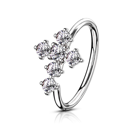 CZ Cross Nose Ring.