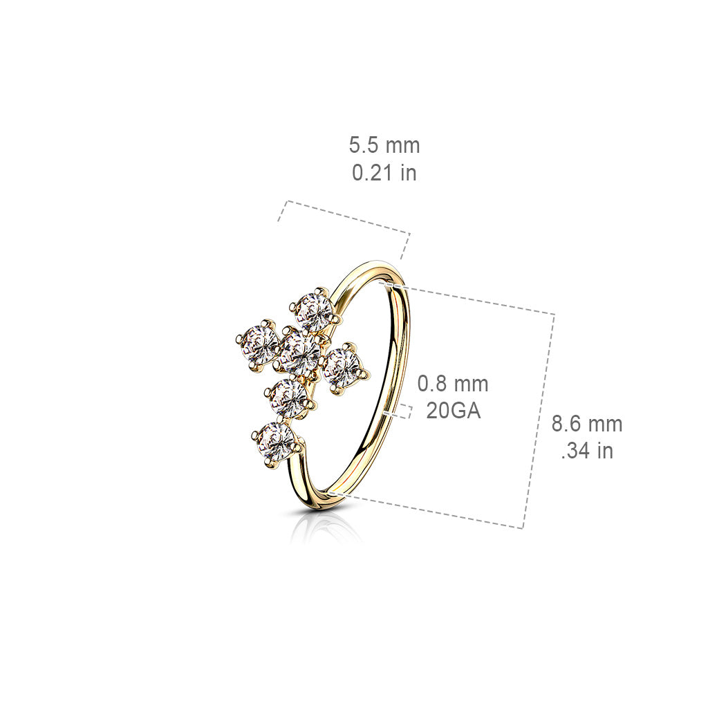 CZ Cross Nose Ring.